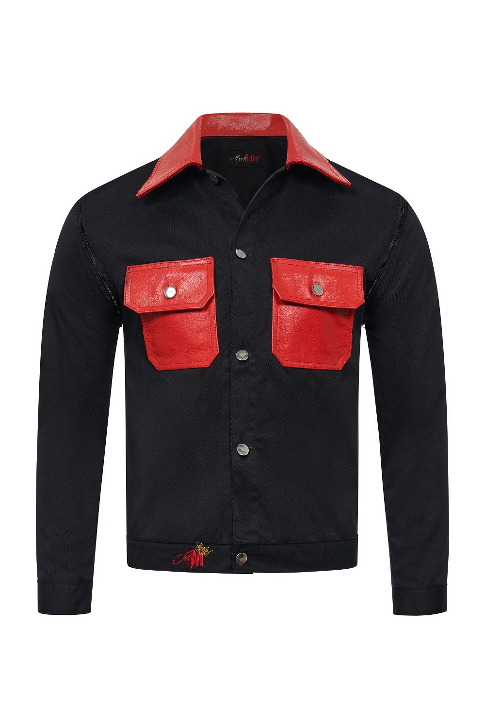 Bougie Denim and Leather Suit Red and Black